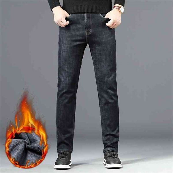 thick plus velvet jeans men's loose straight 210723, Blue