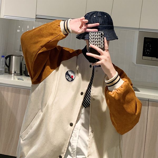 jackets baseball et men's 2021 autumn trend loose contrast stitching versatile korean ruffian shuai fried street coat, Black;brown
jackets baseball et men's 2021 autumn trend loose contrast stitching versatile korean ruffian shuai fried street coat, Black;brown