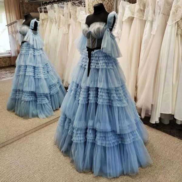 party dresses blue tulle prom dress est ruffled tiered see thru pretty women evening customized arabic formal gowns, White;black 
party dresses blue tulle prom dress est ruffled tiered see thru pretty women evening customized arabic formal gowns, White;black