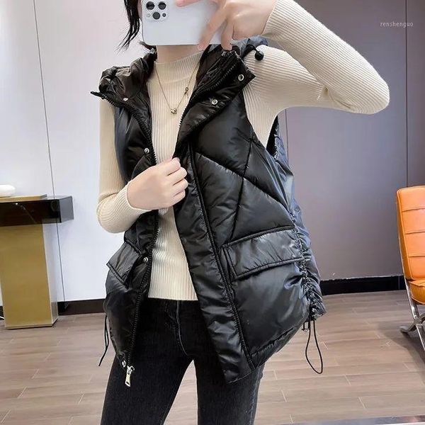 women's vests 2021 autumn winter women hooded cotton vest casual warm thick waistcoat female korean loose sleeveless solid pockets c228, Black;white
women's vests 2021 autumn winter women hooded cotton vest casual warm thick waistcoat female korean loose sleeveless solid pockets c228, Black;white
