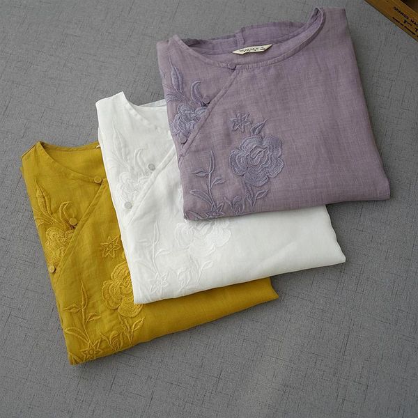 summer women loose chinese style buttons slant opening embroidery comfortable water washed thin ramie shirts/blouses ethnic clothing, Red
summer women loose chinese style buttons slant opening embroidery comfortable water washed thin ramie shirts/blouses ethnic clothing, Red