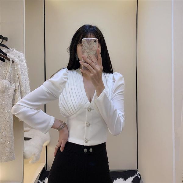 women's blouses & shirts ah0201 fashion 2021 runway luxury european design party style clothing, White
women's blouses & shirts ah0201 fashion 2021 runway luxury european design party style clothing, White