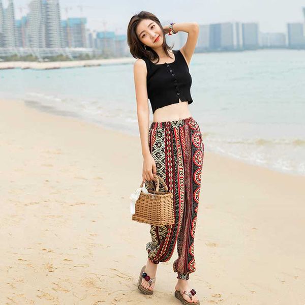 sunscreen seaside vacation beach pants women loose plus size casual retro printed bohemian trousers women's & capris, Black;white
sunscreen seaside vacation beach pants women loose plus size casual retro printed bohemian trousers women's & capris, Black;white