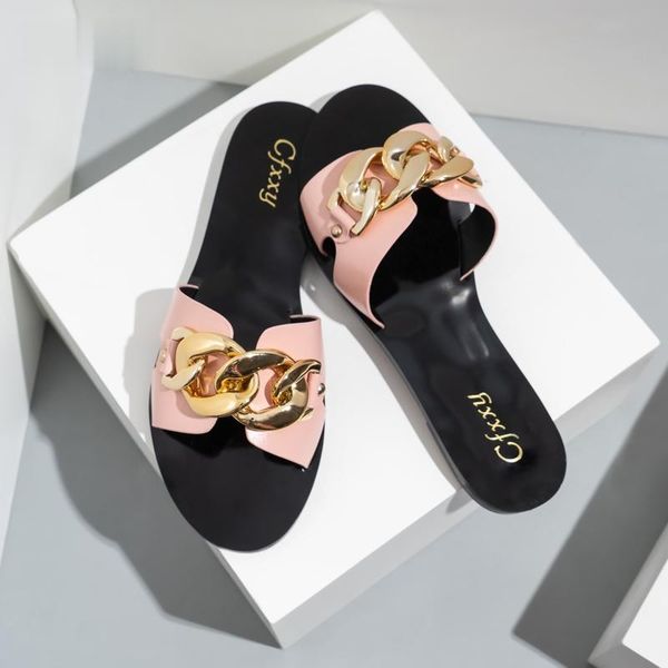 ladies slippers summer slides fashion black metal chain decorated flat round toe women female beach shoes
ladies slippers summer slides fashion black metal chain decorated flat round toe women female beach shoes