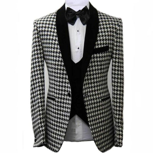 men's suits & blazers houndstooth dogstooth man suit checkered tuxedos groom prom wedding blazer jacket+pants+vest, White;black
men's suits & blazers houndstooth dogstooth man suit checkered tuxedos groom prom wedding blazer jacket+pants+vest, White;black