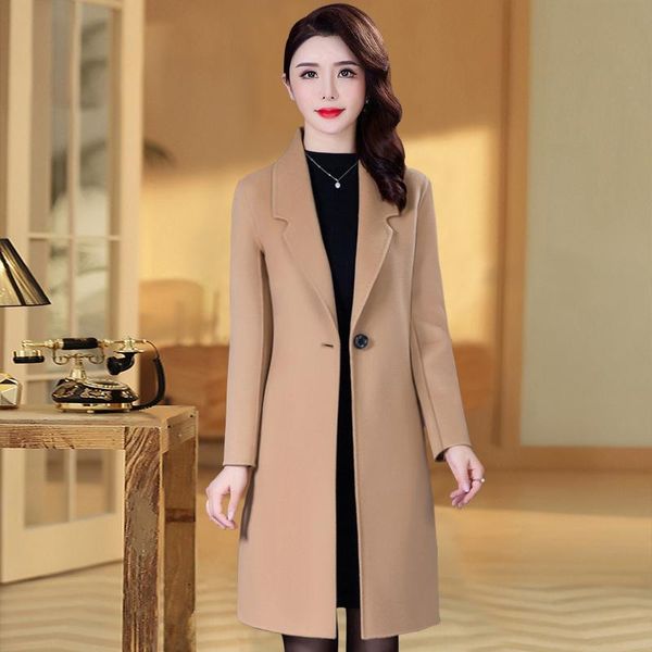 women's wool & blends mother clothing caramel jacket autumn winter plus size suit collar solid color slim long coat casual female woole, Black
women's wool & blends mother clothing caramel jacket autumn winter plus size suit collar solid color slim long coat casual female woole, Black