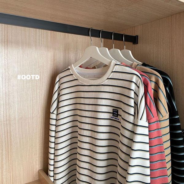 men's hoodies & sweatshirts spring autumn long-sleeved striped round neck simplicity campus oversized t-shirts male clothes, Black
men's hoodies & sweatshirts spring autumn long-sleeved striped round neck simplicity campus oversized t-shirts male clothes, Black