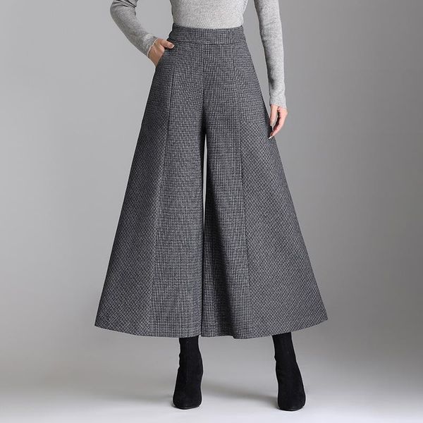 women's pants & capris women vintage elegant elastic high waist plaid woolen wide leg skirt autumn winter office lady loose casual trou, Black;white
women's pants & capris women vintage elegant elastic high waist plaid woolen wide leg skirt autumn winter office lady loose casual trou, Black;white