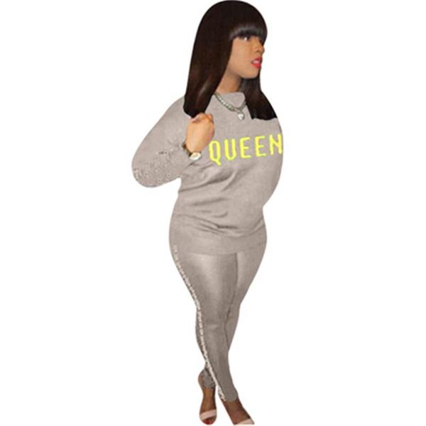 womens pearl letter printing tracksuits fashion trend long sleeve round neck pants suits designer female spring casual skinny 2pcs sets, Gray
womens pearl letter printing tracksuits fashion trend long sleeve round neck pants suits designer female spring casual skinny 2pcs sets, Gray