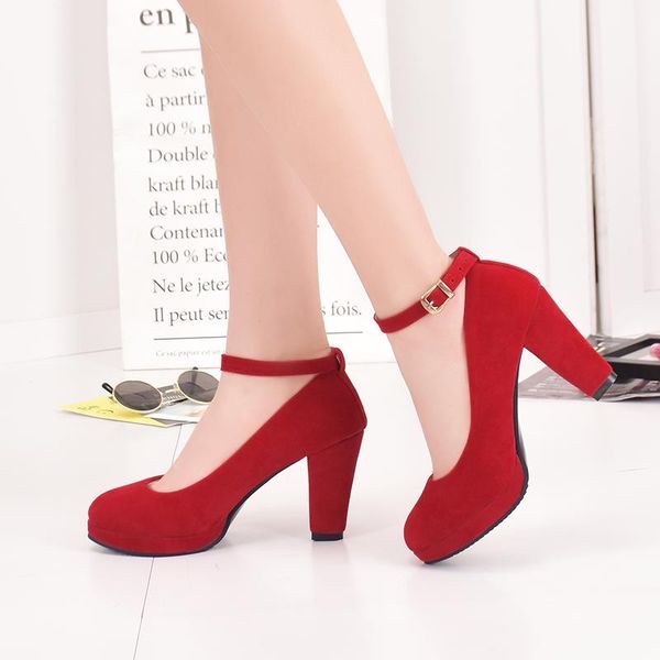 dress shoes ankle strap high heels sweet women's pumps flock woman thick platform mary jane women party buckle ladies footwear, Black
dress shoes ankle strap high heels sweet women's pumps flock woman thick platform mary jane women party buckle ladies footwear, Black