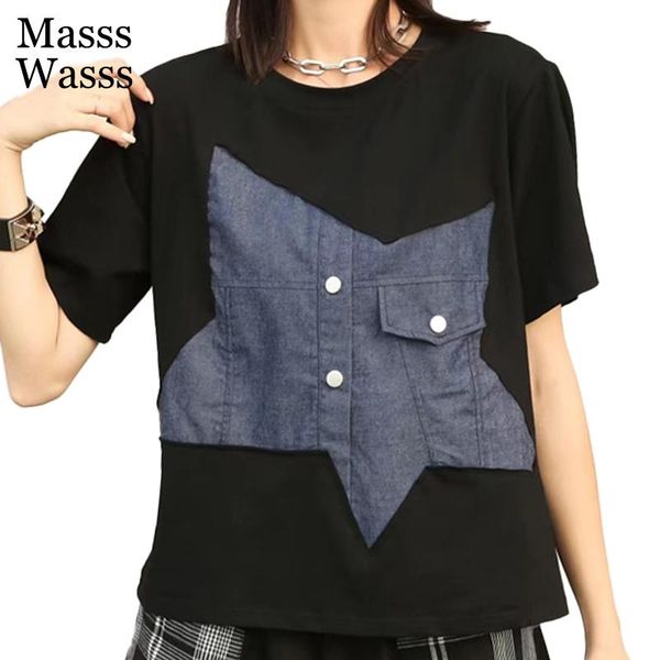 women's t-shirt masss wasss summer 2021 style streetwear womens black patchwork t-shirts ladies loose casual female punk oversized tee, White
women's t-shirt masss wasss summer 2021 style streetwear womens black patchwork t-shirts ladies loose casual female punk oversized tee, White
