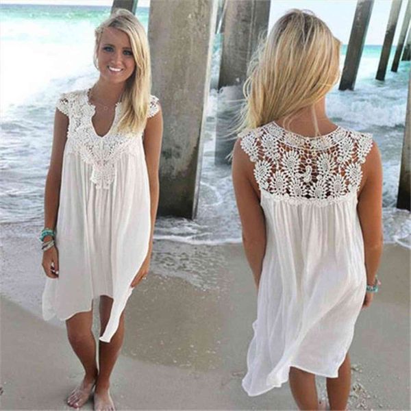 summer sleeveless loose beach lace womens dress white black pink casual mini vestidos clothing, Black;gray
summer sleeveless loose beach lace womens dress white black pink casual mini vestidos clothing, Black;gray