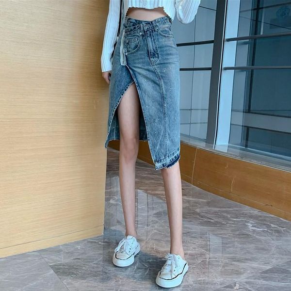skirts split irregular denim skirt women's high waist medium length summer buttocks small a-line, Black
skirts split irregular denim skirt women's high waist medium length summer buttocks small a-line, Black