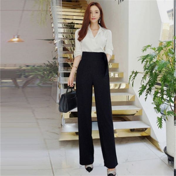 women's suits & blazers clobee women spring full sleeve white shirts with bandage wide leg pants formal elegant hj341 t3r3, White;black
women's suits & blazers clobee women spring full sleeve white shirts with bandage wide leg pants formal elegant hj341 t3r3, White;black