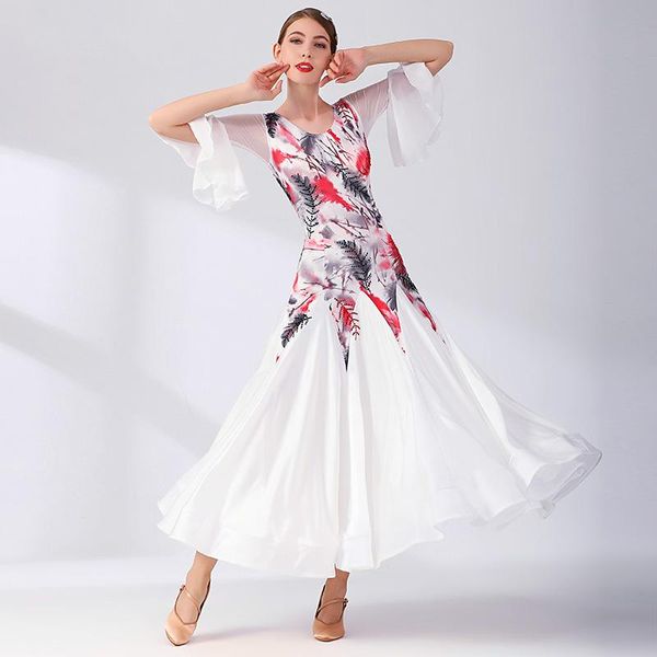 stage wear white modern dance dress ballroom costume national standard waltz performance clothing for wome, Black;red
stage wear white modern dance dress ballroom costume national standard waltz performance clothing for wome, Black;red