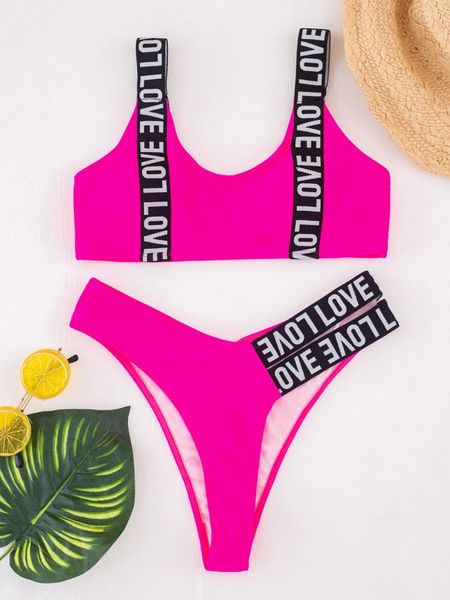 women's swimwear 2021 ladies solid color strap love font split swimsuit fashion bikini two-piece, White;black
women's swimwear 2021 ladies solid color strap love font split swimsuit fashion bikini two-piece, White;black