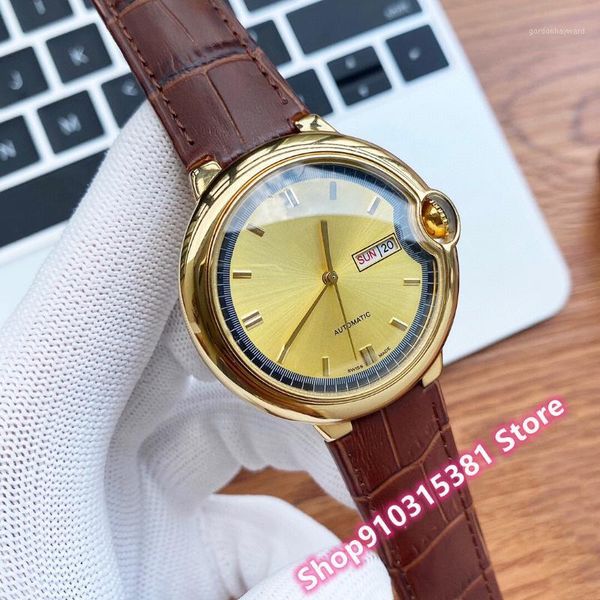 wristwatches stainless steel sport watches men automatic mechanical double date watch brown leather black dials waterproof 43mm, Slivery;brown
wristwatches stainless steel sport watches men automatic mechanical double date watch brown leather black dials waterproof 43mm, Slivery;brown