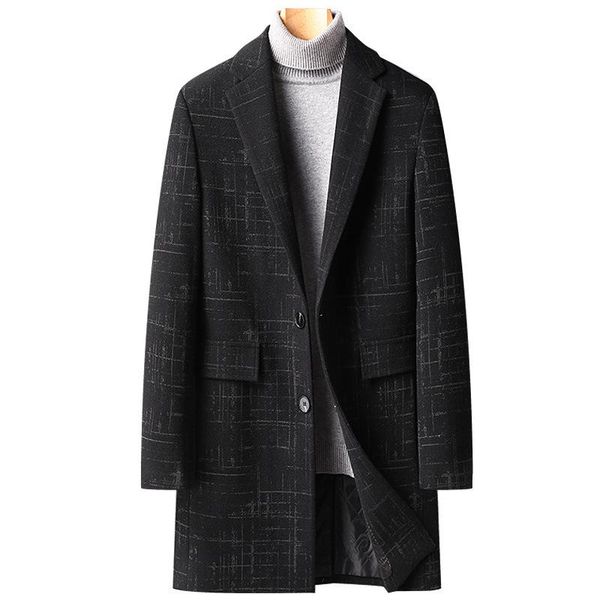 men's wool & blends autumn winter woolen coat slim mid-length trench thick jacket, Black
men's wool & blends autumn winter woolen coat slim mid-length trench thick jacket, Black