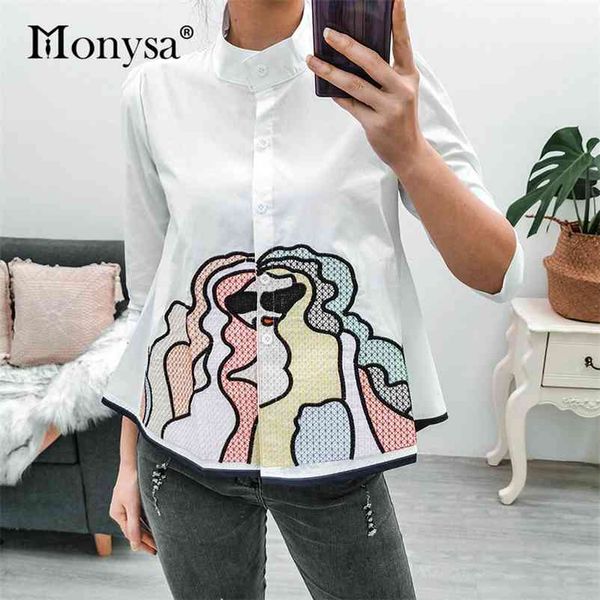abstract embroidery shirts womens summer new arrival fashion half sleeve white blouse ladies loose casual 210401
abstract embroidery shirts womens summer new arrival fashion half sleeve white blouse ladies loose casual 210401
