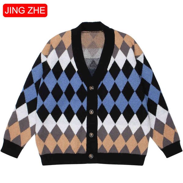 jing zhe vintage v-neck plaid long sve women sweater loose knitted cardigans autumn wom england style knitwear, White;black
jing zhe vintage v-neck plaid long sve women sweater loose knitted cardigans autumn wom england style knitwear, White;black
