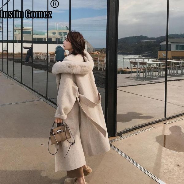 women's wool & blends streetwear long design genuine fur collar coat fashion ladies solid color loose abrigos mujer invierno, Black
women's wool & blends streetwear long design genuine fur collar coat fashion ladies solid color loose abrigos mujer invierno, Black