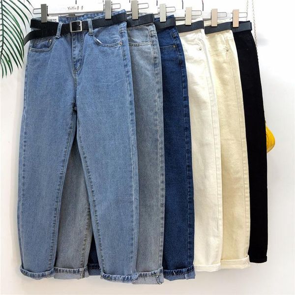 women's jeans women fashion long straight korean style washed high waist pants casual cotton denim trousers with belt, Blue
women's jeans women fashion long straight korean style washed high waist pants casual cotton denim trousers with belt, Blue