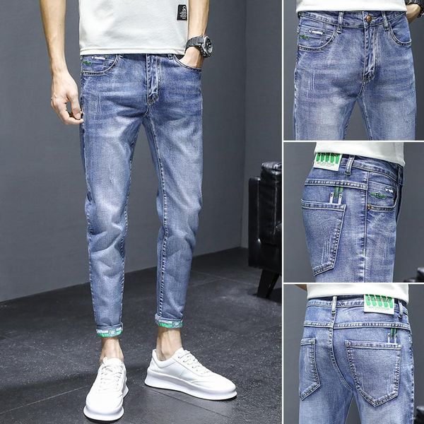 men's jeans summer thin 2021 students ankle length denim small feet slim korean elastic spring teenager pencil pants, Blue
men's jeans summer thin 2021 students ankle length denim small feet slim korean elastic spring teenager pencil pants, Blue