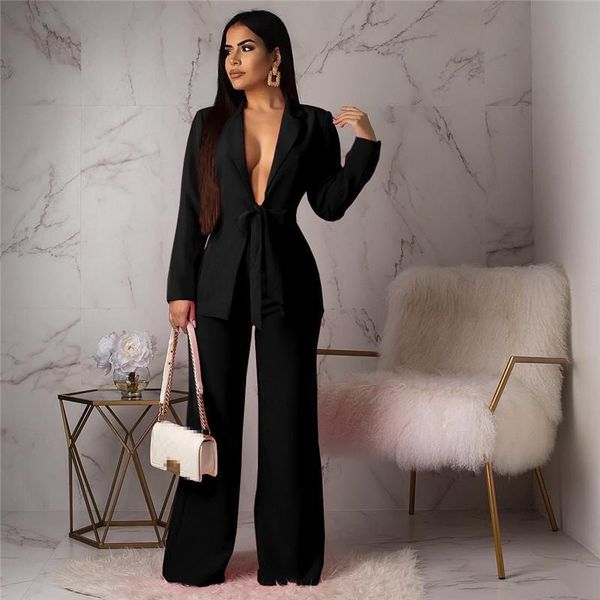 women's suits & blazers women collar bow tie up coat loose pants 2 piece sets blazer and wide leg suit v-neck office lady, White;black
women's suits & blazers women collar bow tie up coat loose pants 2 piece sets blazer and wide leg suit v-neck office lady, White;black