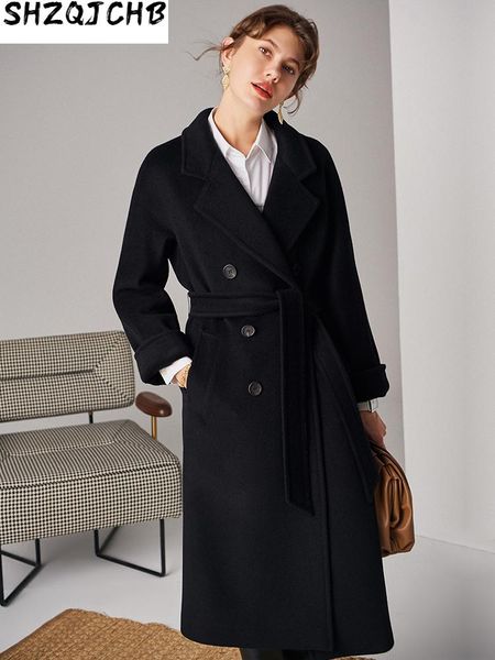 wool cashmere coat female jacket autumn witner long slim women's coats double-sided elegant sobretudo fem & blends, Black
wool cashmere coat female jacket autumn witner long slim women's coats double-sided elegant sobretudo fem & blends, Black