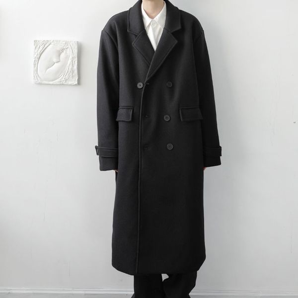men's wear 2020 Autumn new double breasted long tween coat men's loose drop shoulder twill woolen coat big size 9Y4017, Black
men's wear 2020 Autumn new double breasted long tween coat men's loose drop shoulder twill woolen coat big size 9Y4017, Black