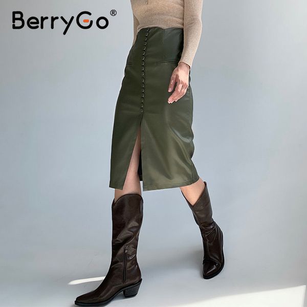 berrygo blackish green autumn winter women skirt elegant office lady pu straight high street fashion female pencil 210513, Black
berrygo blackish green autumn winter women skirt elegant office lady pu straight high street fashion female pencil 210513, Black