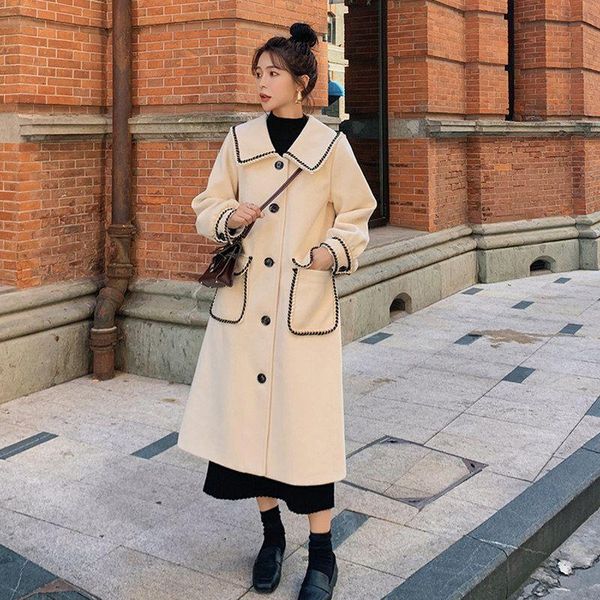 women's wool & blends women 2021 autumn winter elegant overcoat female long jacket double-breasted loose outwear turn down collar z538, Black
women's wool & blends women 2021 autumn winter elegant overcoat female long jacket double-breasted loose outwear turn down collar z538, Black