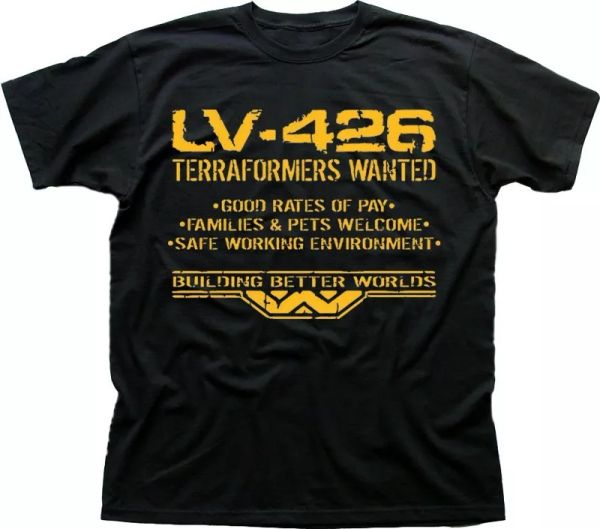 LV426 Terraformers wanted WEYLAND ALIENS PROMETHEUS black t-shirt FN9493, White;black
LV426 Terraformers wanted WEYLAND ALIENS PROMETHEUS black t-shirt FN9493, White;black
