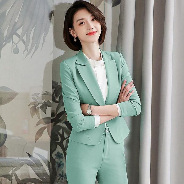women's two piece pants autumn professional suits office work clothes fashion and elegant short ladies jacket casual trousers set, White
women's two piece pants autumn professional suits office work clothes fashion and elegant short ladies jacket casual trousers set, White