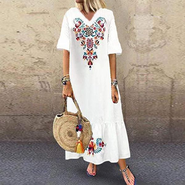 ethnic clothing 2021 summer women v-neck long maxi dress elegant print linen boho vestidos robe white plus size 5xl female loose dresse, Red
ethnic clothing 2021 summer women v-neck long maxi dress elegant print linen boho vestidos robe white plus size 5xl female loose dresse, Red