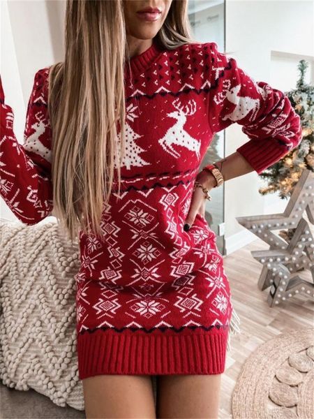 casual dresses women christmas jacquard knitted dress loose fit long sleeve o-neck sweater for autumn winter, Black;gray
casual dresses women christmas jacquard knitted dress loose fit long sleeve o-neck sweater for autumn winter, Black;gray