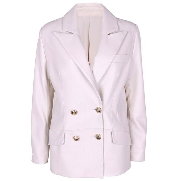 women's leather & faux yoloagain 2021 women elegant white double breasted real blazer jacket, Black
women's leather & faux yoloagain 2021 women elegant white double breasted real blazer jacket, Black