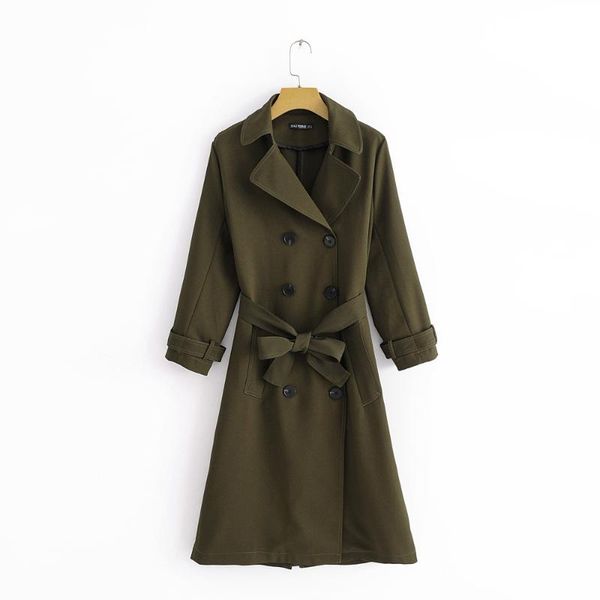 women's trench coats women chic casual long fashion sashes design olive green double breasted outwear autumn temperament trend coat, Tan;black
women's trench coats women chic casual long fashion sashes design olive green double breasted outwear autumn temperament trend coat, Tan;black