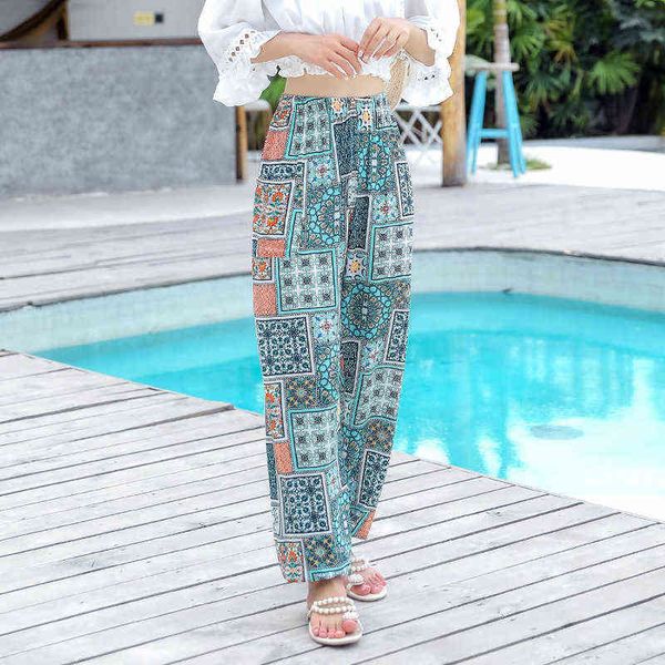 women rayon summer beach floral print loose pants girls high waist fashion casual elastic breathable soft long trousers 211124, Black;white
women rayon summer beach floral print loose pants girls high waist fashion casual elastic breathable soft long trousers 211124, Black;white