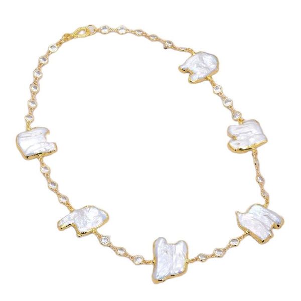 chokers jk natural cultured white keshi pearl cz pave chain station long necklace 22'' for women gift, Golden;silver
chokers jk natural cultured white keshi pearl cz pave chain station long necklace 22'' for women gift, Golden;silver