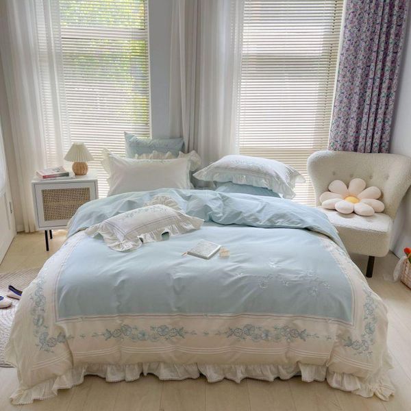bedding sets korean princess embroidered set 600tc egyptian cotton 3d florets lace pleating king size sheet 4pcs for home
bedding sets korean princess embroidered set 600tc egyptian cotton 3d florets lace pleating king size sheet 4pcs for home