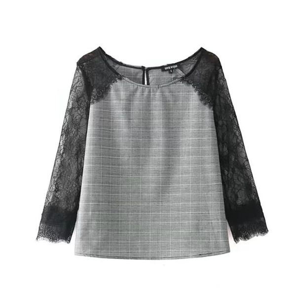 women's blouses & shirts women vintage plaid short o neck ladies autumn fashion brand blusas female lace floral blouse, White
women's blouses & shirts women vintage plaid short o neck ladies autumn fashion brand blusas female lace floral blouse, White