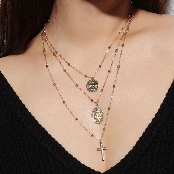 multilayer religious goddess coin cross pendant necklaces for women european vintage long necklace jewelry maxi kolye yn541, Silver
multilayer religious goddess coin cross pendant necklaces for women european vintage long necklace jewelry maxi kolye yn541, Silver