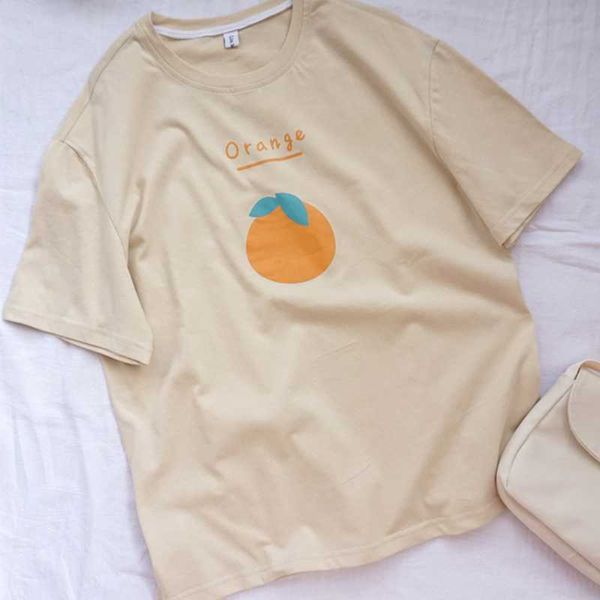 women's t-shirt fashion ins loose casual women 2021 summer cute orange letter print students tee japan style maiden o-neck, White
women's t-shirt fashion ins loose casual women 2021 summer cute orange letter print students tee japan style maiden o-neck, White