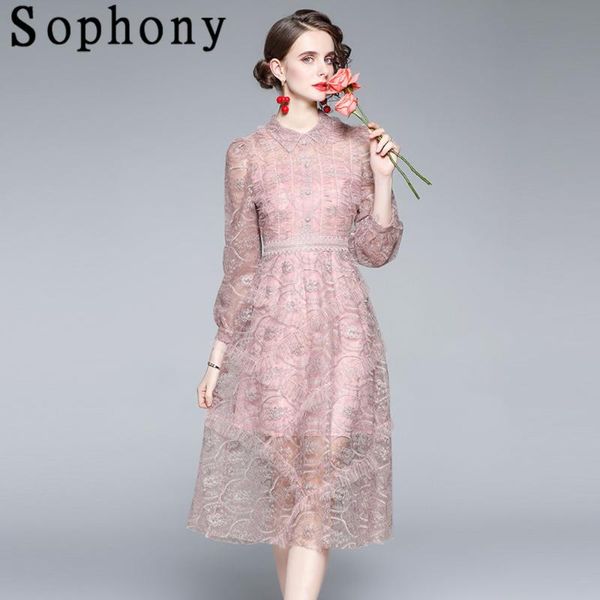 casual dresses runway autumn pink gauze embroidery lace dress female turn down collar long lantern sleeve a line mesh party midi s65006, Black;gray
casual dresses runway autumn pink gauze embroidery lace dress female turn down collar long lantern sleeve a line mesh party midi s65006, Black;gray