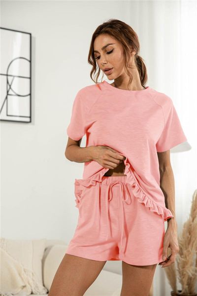 women's tracksuits 2021 summer casual o-neck short sleeve pullover ruffled t-shirt drawstring solid loose shorts suits, Gray
women's tracksuits 2021 summer casual o-neck short sleeve pullover ruffled t-shirt drawstring solid loose shorts suits, Gray