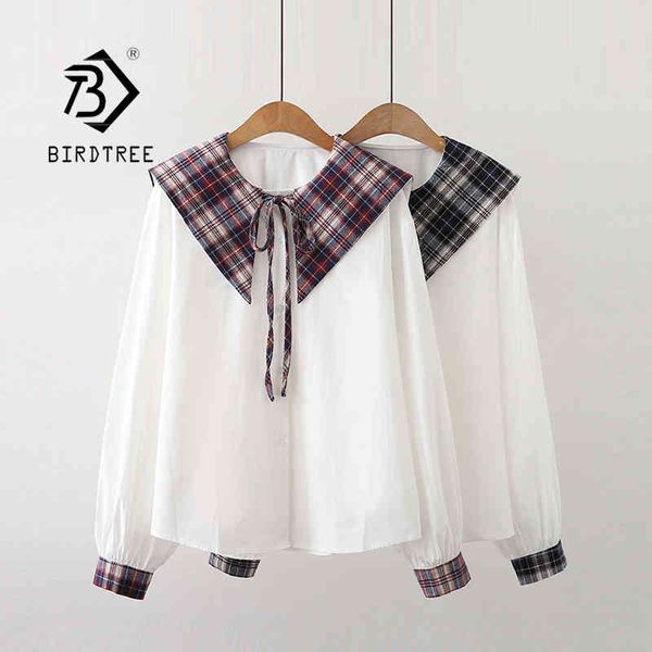 spring new women cotton sailor collar full sleeve plaid blouse with bow girl sweet jk short shirt autumn casual t11313 210430, White
spring new women cotton sailor collar full sleeve plaid blouse with bow girl sweet jk short shirt autumn casual t11313 210430, White