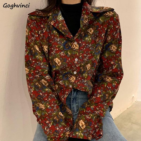 women's blouses & shirts women corduroy floral turn-down collar vintage all-match single breasted harajuku stylish female loose outwear, White
women's blouses & shirts women corduroy floral turn-down collar vintage all-match single breasted harajuku stylish female loose outwear, White