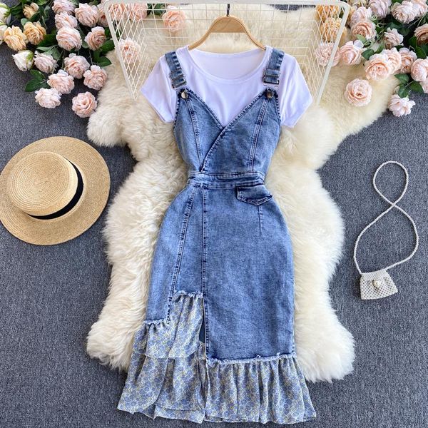 party dresses singreiny women summer fashion korean set irregular floral ruffle sleeveless strap denim dress+white t-shirt two piece su, White;black
party dresses singreiny women summer fashion korean set irregular floral ruffle sleeveless strap denim dress+white t-shirt two piece su, White;black