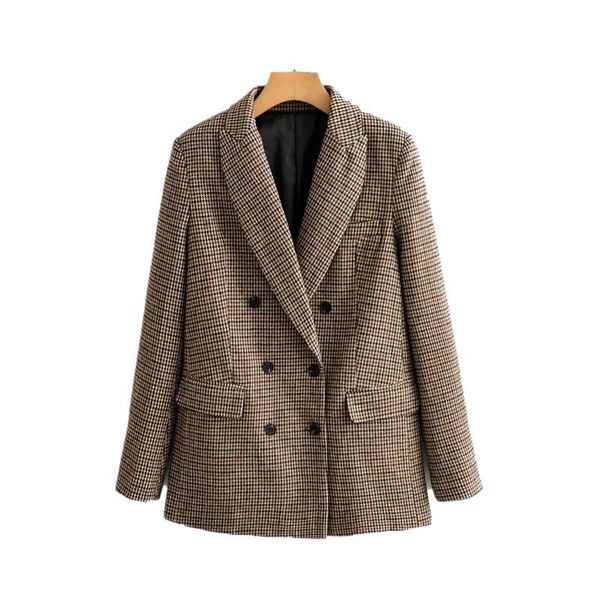 women's suits & blazers autumn houndstooth plaid blazer suit jacket casual double breasted notched office ladies long jackets female sl, White;black
women's suits & blazers autumn houndstooth plaid blazer suit jacket casual double breasted notched office ladies long jackets female sl, White;black